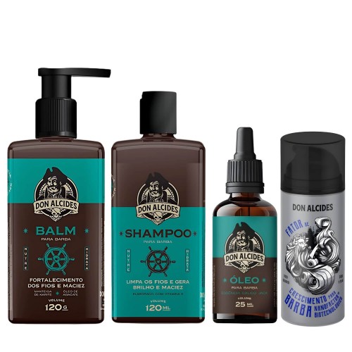 Kit Barba Calico Jack + Fator de Crescimento Don Alcides 4 Itens Kit Barba Calico Jack + Fator de Crescimento Don Alcides 4 Itens
