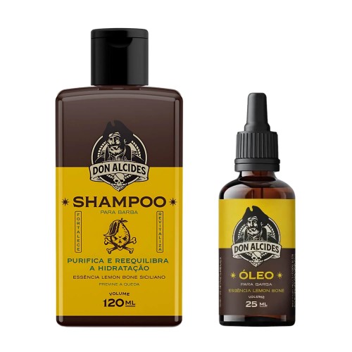 Kit Shampoo e Óleo para Barba Don Alcides Lemon Bone Kit Shampoo e Óleo para Barba Don Alcides Lemon Bone