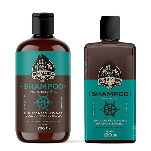 Shampoo Para Barba + Shampoo para Cabelo 2 em 1 Don Alcides Calico Jack