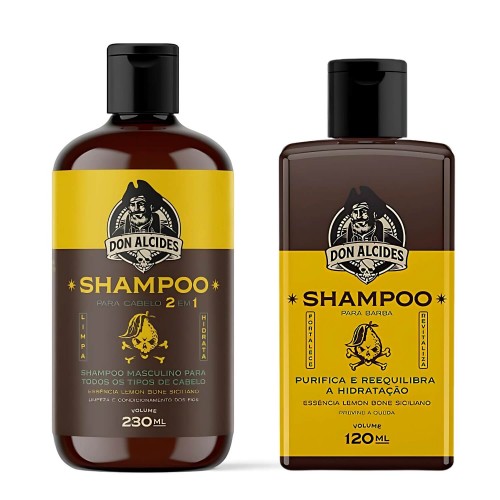 Shampoo Para Barba + Shampoo para Cabelo 2 em 1 Don Alcides Lemon Bone