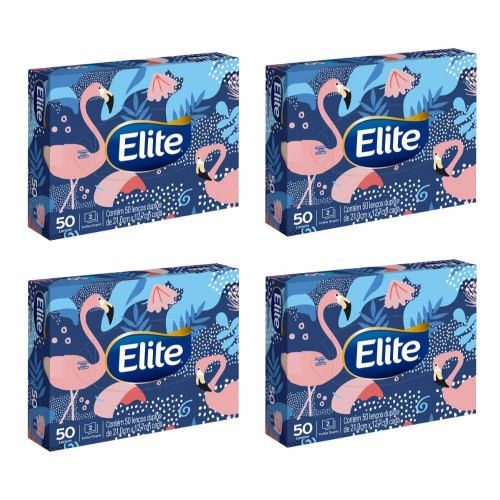 Lenço de Papel Softy's Elite Folha Dupla com 50fls - 4 unidades