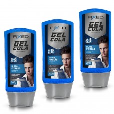 Gel Cola para Cabelo Fixed 200g Azul Ultra Fixação - 3 unidades