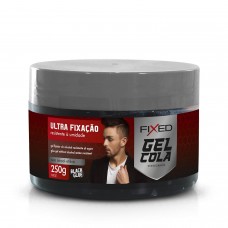Gel Cola para Cabelo Fixed Pote 250g Preto Ultra Fixação Sem álcool