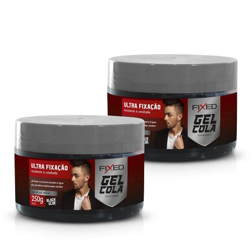 Gel Cola para Cabelo Fixed Pote 250g Preto Ultra Fixação - 2 unidades