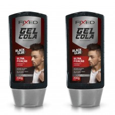Gel Cola para Cabelo Fixed 200g Preto Ultra Fixação - 2 unidades