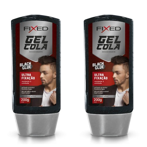 Gel Cola para Cabelo Fixed 200g Preto Ultra Fixação - 2 unidades