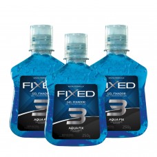 Gel Fixador Para Cabelo Fixed N.3 Aqua Fix Azul 250g - Fixação Média - 3 un