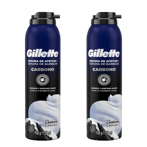 Kit 2 Espuma de Barbear Gillette Carbono Carvão Ativado 150g Kit 2 Espuma de Barbear Gillette Carbono Carvão Ativado 150g