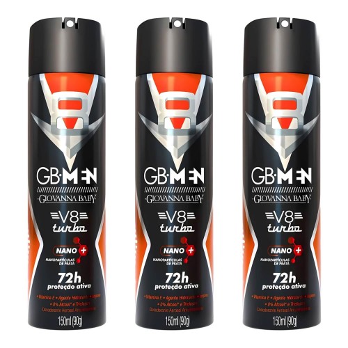 Desodorante Antitranspirante Giovanna Baby GB Men V8 - 3 unidades
