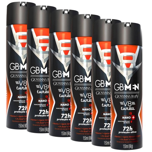 Desodorante Antitranspirante Giovanna Baby GB Men V8 kit c/ 6 unidades