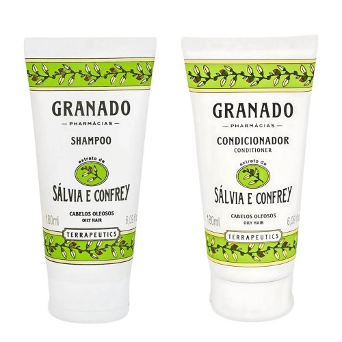 Kit Shampoo e Condicionador para Cabelo Granado Terrapeutics Sálvia e Confrey - Cabelos Oleosos