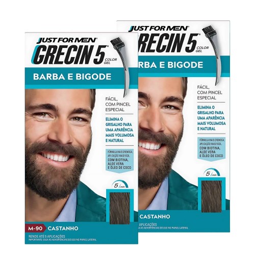 Tintura Color Gel Grecin 5 Barba E Bigode Castanho M-90 - 2 unidades