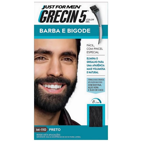 Tintura Color Gel Grecin 5 Barba E Bigode Preto M-110