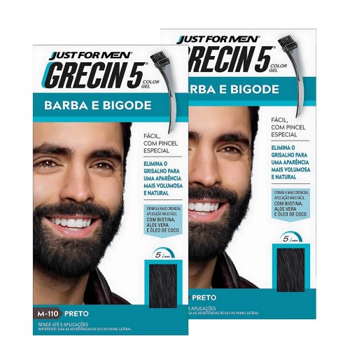 Tintura Color Gel Grecin 5 Barba E Bigode Preto M-110 - 2 unidades