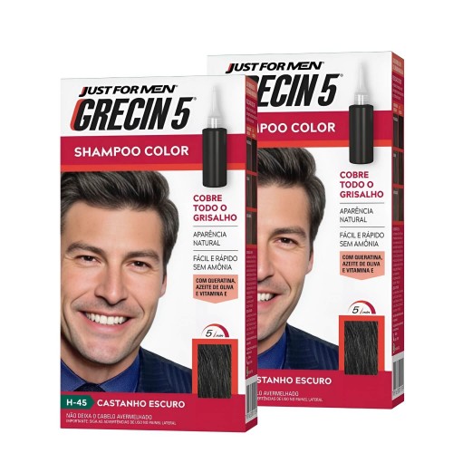Shampoo Color Tonalizante Grecin 5 Castanho Escuro H-45 - 2 un