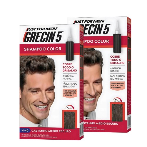Shampoo Color Tonalizante Grecin 5 Castanho Medio Escuro H-40 - 2 un