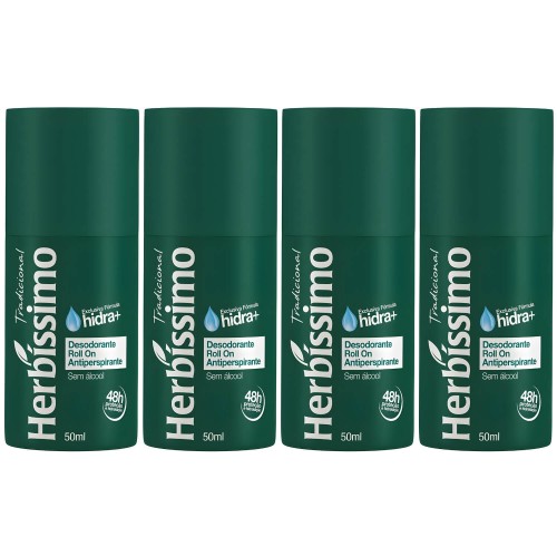 Kit 4 Desodorante Roll On Herbíssimo Tradicional 50ml