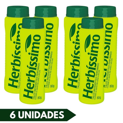 Kit 6 Talcos Antisséptico Herbíssimo Perfumado Adulto 80g