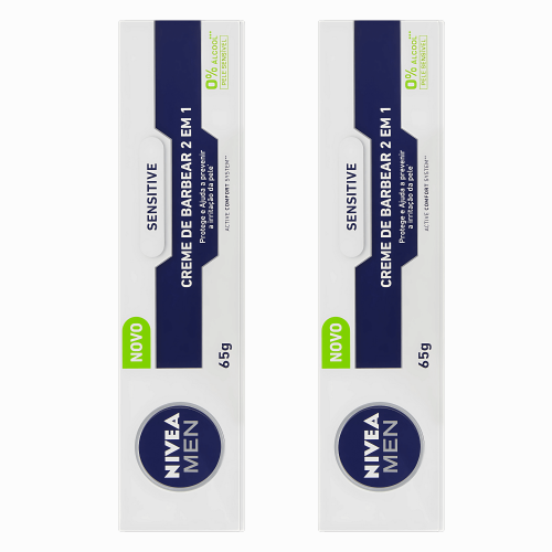 Creme de Barbear Nivea Men  2 em 1 Sensitive 65g - Kit 2un