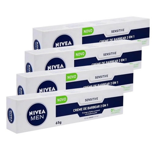 Creme De Barbear Nivea Men 2 Em 1 Sensitive 65g - 4 unidades