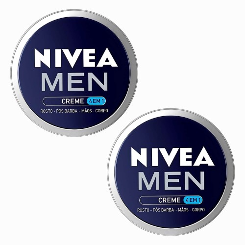 Creme Hidratante 4 em 1 Nivea Men - Rosto, Pós-Barba, Mãos e Corpo 75g - 2 Un