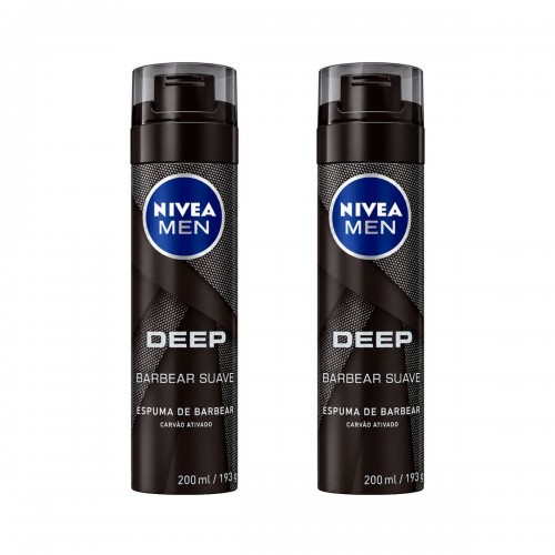 Kit 2 Espumas de Barbear Nivea Men Deep Carvão Ativado 200ml Kit 2 Espumas de Barbear Nivea Men Deep Carvão Ativado 200ml