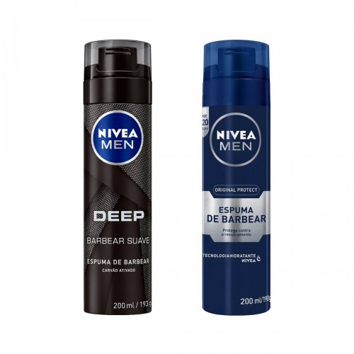 Kit 2 Espumas de Barbear Nivea Men: Deep e Original Protect 200ml Kit 2 Espumas de Barbear Nivea Men: Deep e Original Protect 200ml