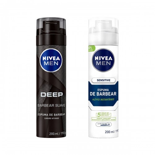Kit 2 Espumas de Barbear Nivea Men: Deep e Sensitive 200ml Kit 2 Espumas de Barbear Nivea Men: Deep e Sensitive 200ml