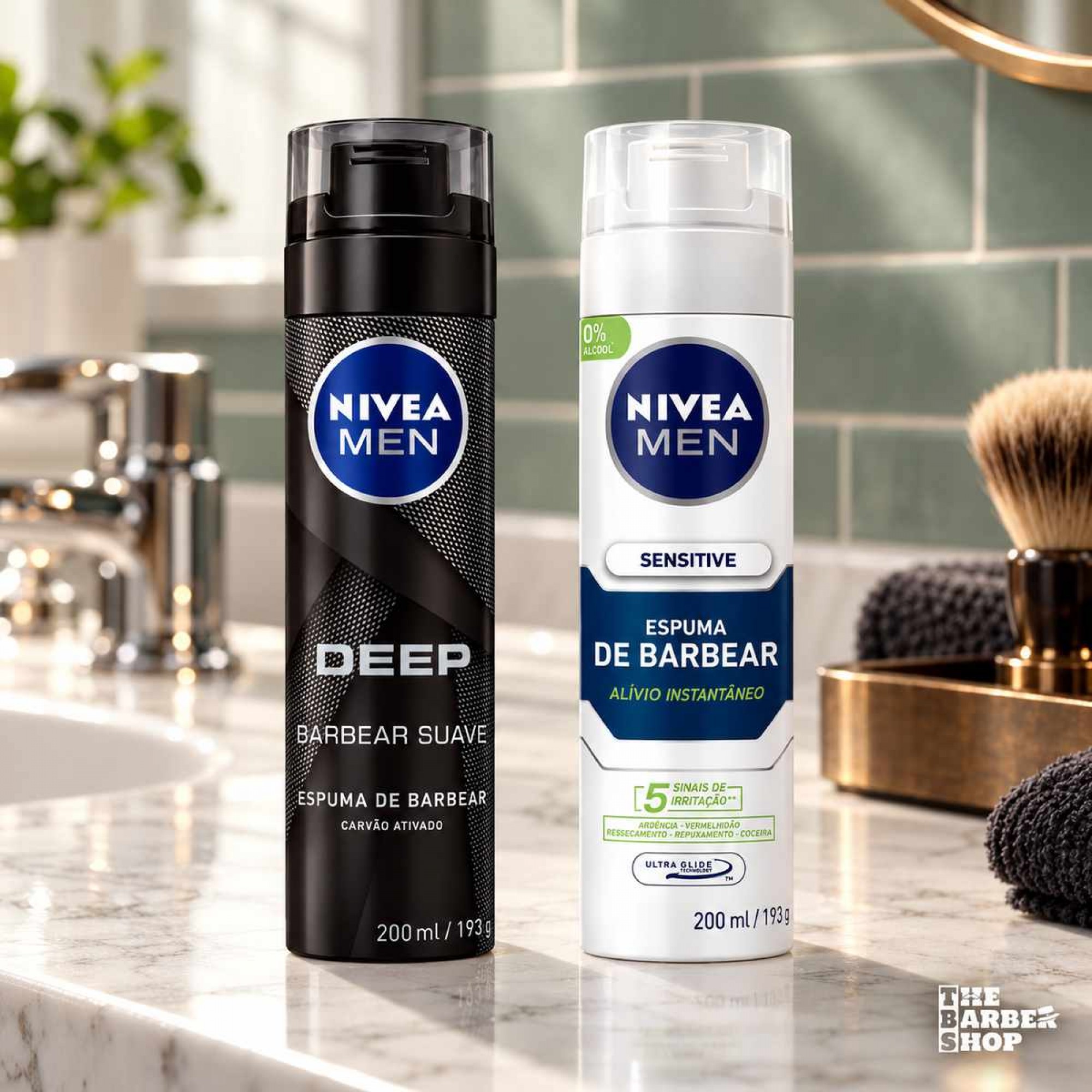 Kit 2 Espumas de Barbear Nivea Men: Deep e Sensitive 200ml Kit 2 Espumas de Barbear Nivea Men: Deep e Sensitive 200ml