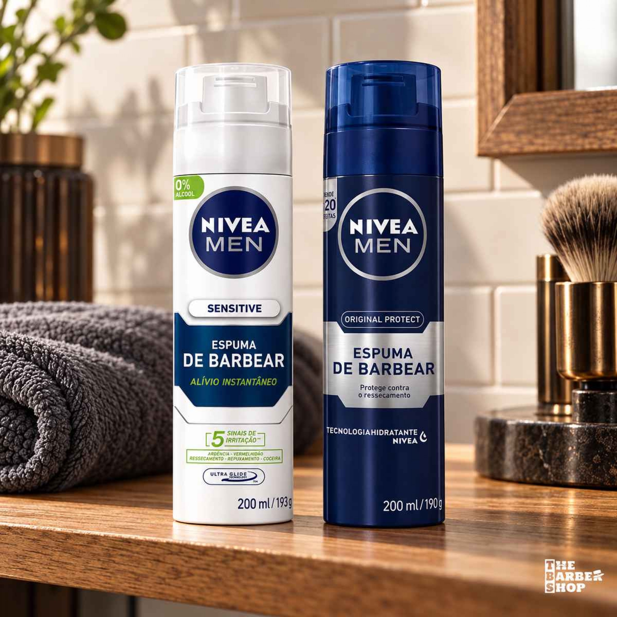 Kit 2 Espumas de Barbear Nivea Men: Sensitive e Original Protect 200ml Kit 2 Espumas de Barbear Nivea Men: Sensitive e Original Protect 200ml