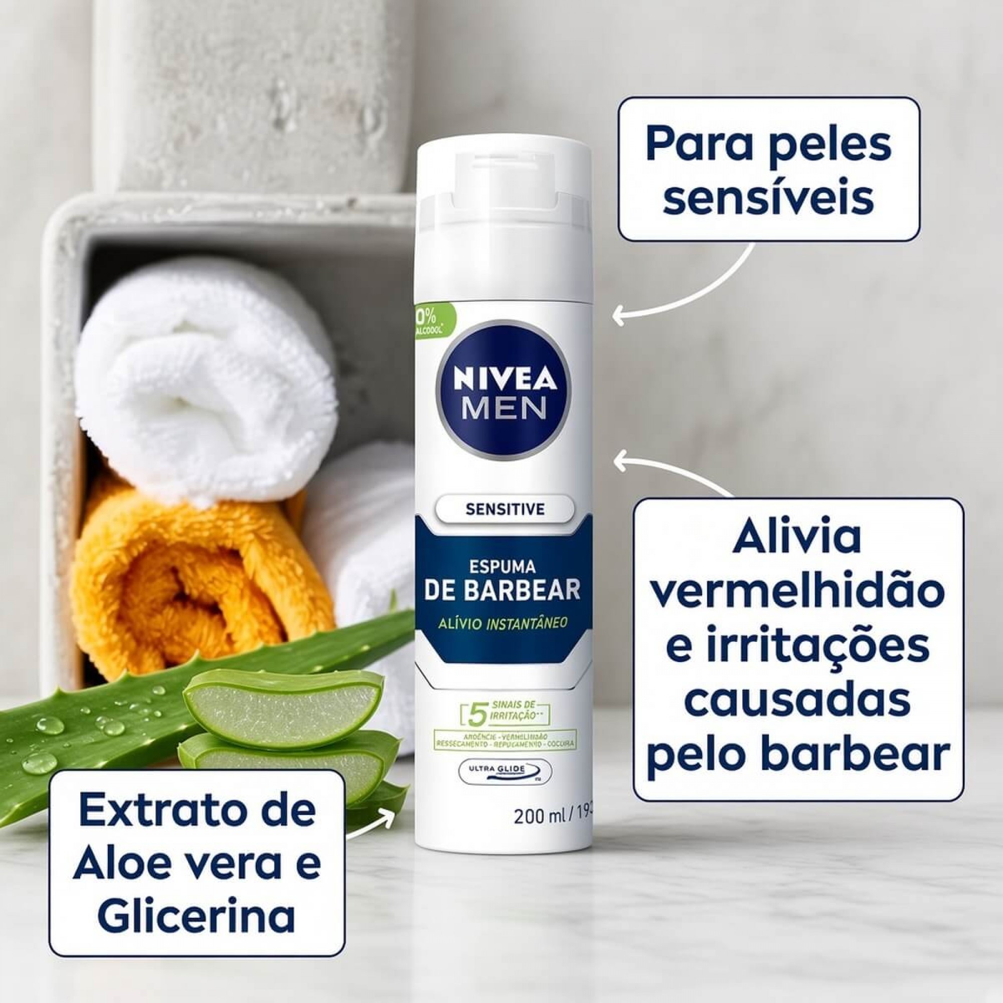Kit 2 Espumas de Barbear Nivea Men: Deep e Sensitive 200ml Kit 2 Espumas de Barbear Nivea Men: Deep e Sensitive 200ml