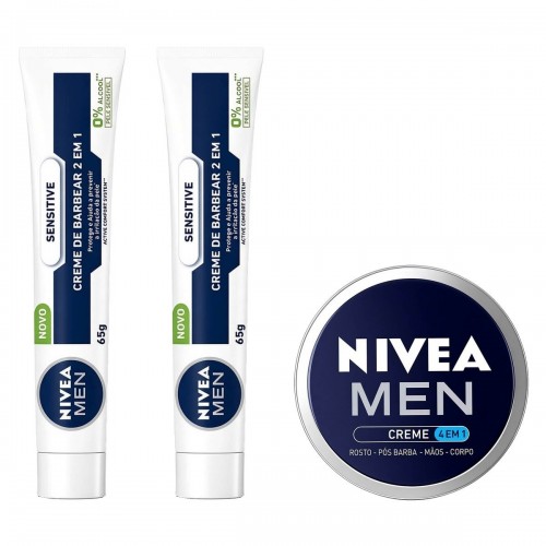 Kit Nivea Men: 2 Creme de Barbear Sensitive e Creme Pós-Barba 4 em 1