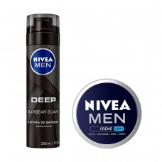 Kit Nivea Men: Espuma de Barbear Deep e Creme 4 em 1 Pós Barba Kit Nivea Men: Espuma de Barbear Deep e Creme 4 em 1 Pós Barba