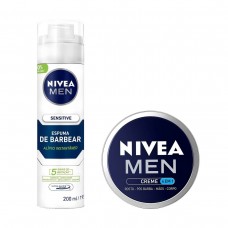 Kit Nivea Men: Espuma de Barbear Sensitive e Pós-Barba 4 em 1 Kit Nivea Men: Espuma de Barbear Sensitive e Pós-Barba 4 em 1