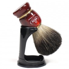 Pincel De Barbear Omega Texugo Preto Black Badger 33184 com suporte