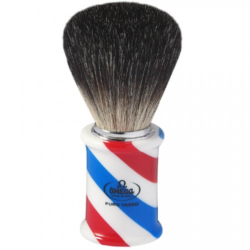 Pincel De Barbear Omega Texugo Preto Black Badger 6736 Barber Pole