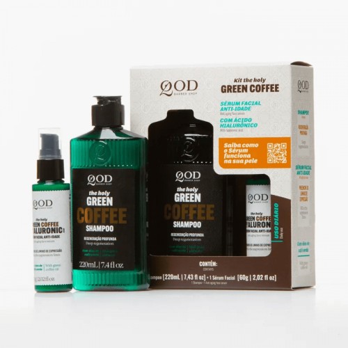 Kit QOD - Shampoo Café Verde 200ml + Sérum Facial Anti-idade Café Verde 60g