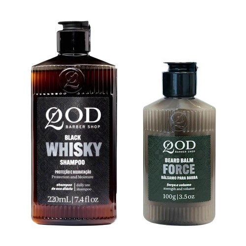 Kit QOD Barba: Shampoo Whiskey + Balm Fortalecedor