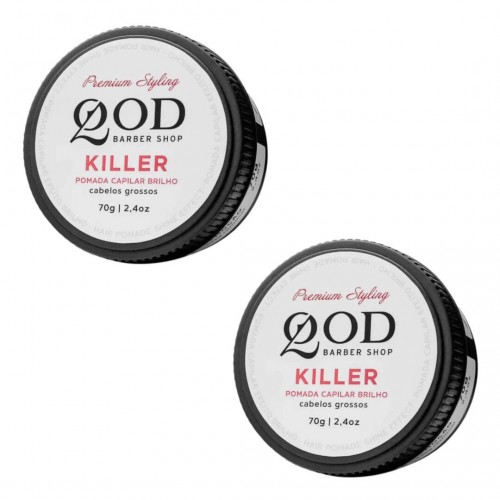 Pomada Modeladora para Cabelo QOD BARBER SHOP Killer Alta Fixação Efeito Brilho - 2un