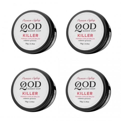 Pomada Modeladora para Cabelo Qod Barber Shop Killer Brilho - Alta Fixação 4 un