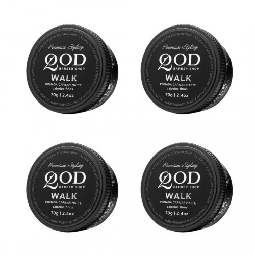 Kit 4 Pomadas Modeladoras QOD Walk Efeito Matte Fixação Média