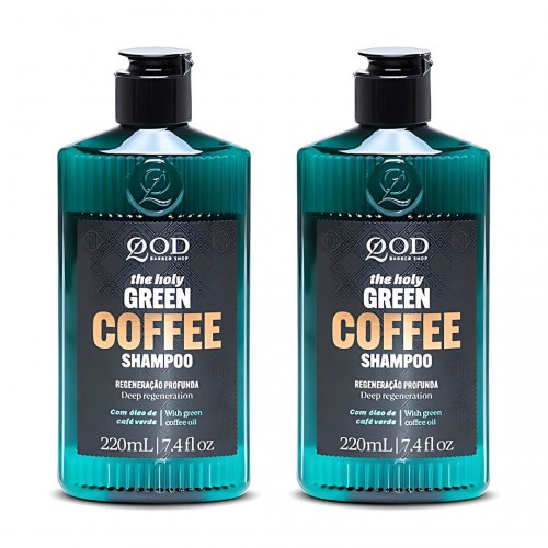 Kit 2 Shampoos QOD Holy Green Coffee Energizante 220ml