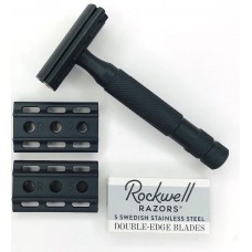 Aparelho De Barbear - Safety Razor Rockwell 6S Matte Black Aço Inoxidável 