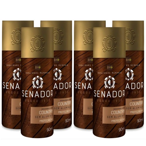 Desodorante Spray Senador Country 90ml Proteção 24h - 6 unid