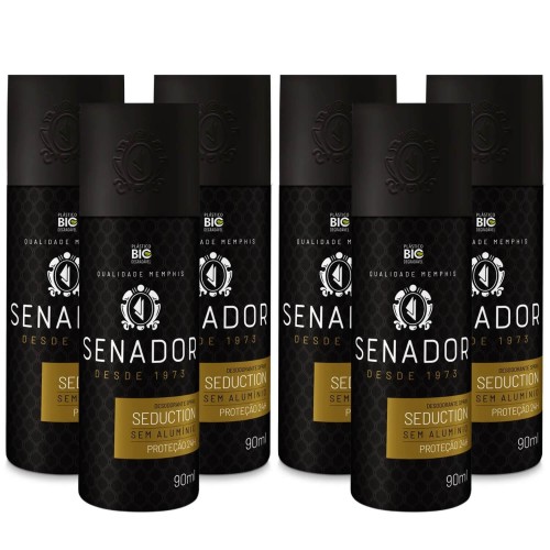 Desodorante Spray Senador Seduction 90ml Proteção 24h - 6 un