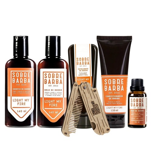 Kit Barba Completo Sobrebarba 5 Itens + Pente - Light My Fire