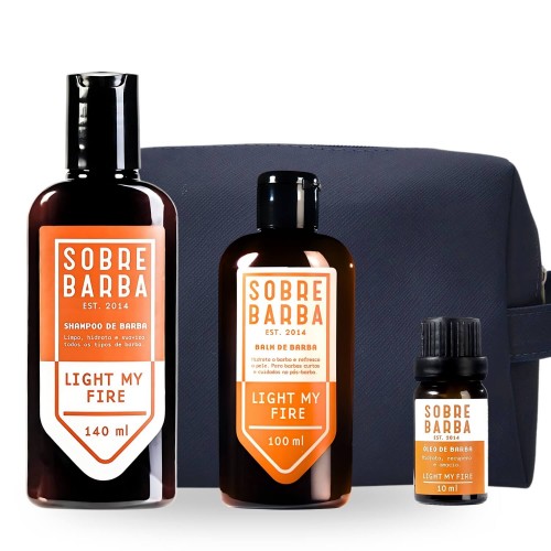 Kit Viagem para Barba + Necessaire Sobrebarba Light My Fire - Shampoo + Balm + Óleo
