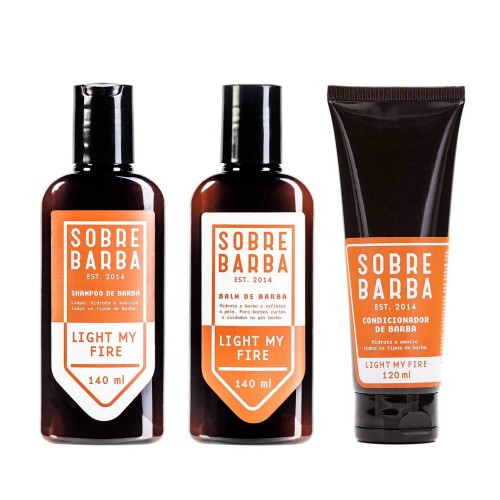 Kit Trio SOBREBARBA Shampoo + Balm + Condicionador de Barba Light My Fire
