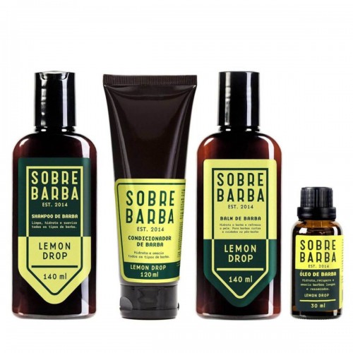 Kit para Barba Quarteto SOBREBARBA - Shampoo + Balm + Condicionador + Óleo de Barba Lemon Drop