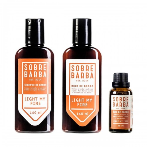 Kit Trio SOBREBARBA Shampoo + Balm + Óleo para Barba Light My Fire